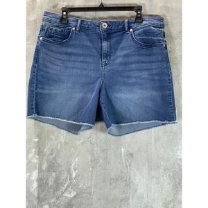 Style & Co Women's Deception Frayed-Hem Denim Shorts SZ 14